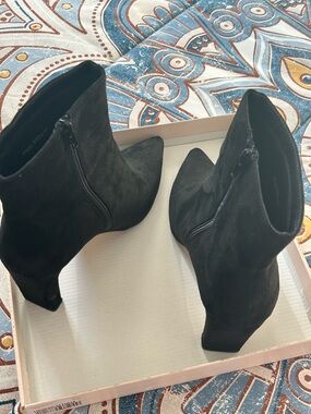 Chinese Laundry Black Suede Pointed Ankle Booties